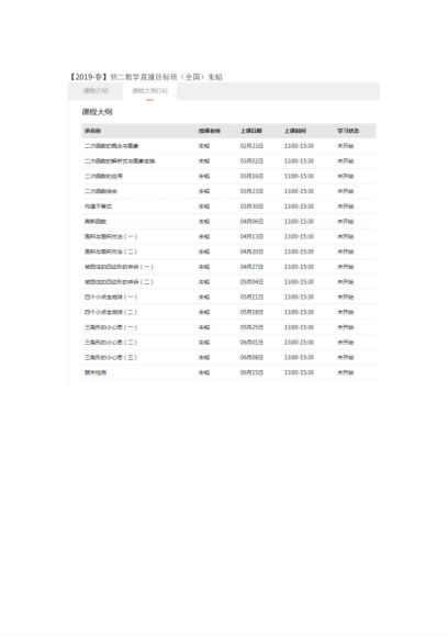 2019年初二数学直播目标班朱韬(全套) 