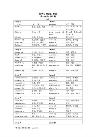 精品资料！高中英语3500词汇总+默写训练+26配套习题