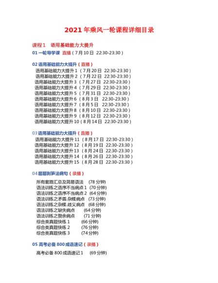 【2021】乘风高考语文视频课程 