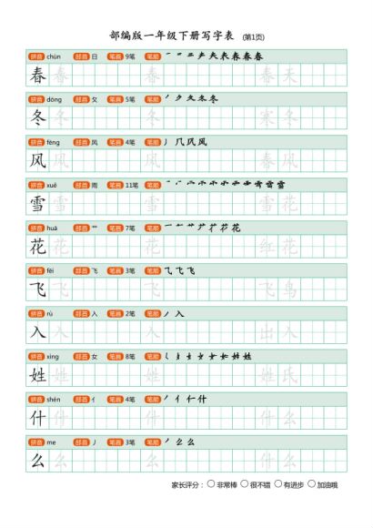 部编版人教版语文写字表描红高清PDF