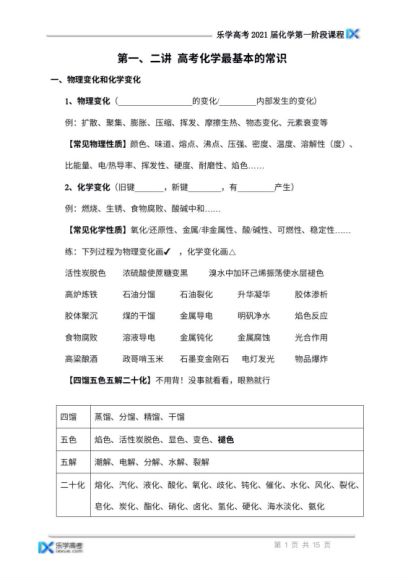 2021高考9科老师讲义汇总